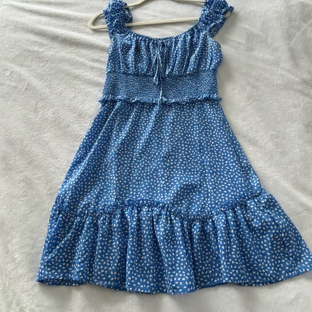 Fashion Brand Company Blue and White Dress